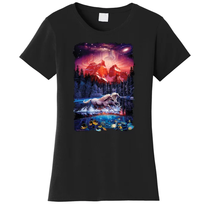 Cosmic Fantasy Unicorns In Another World Women's T-Shirt