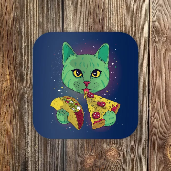 Cosmic Pizza Taco Space Cat Coaster