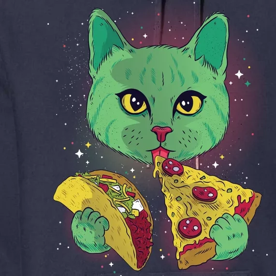 Cosmic Pizza Taco Space Cat Premium Hoodie