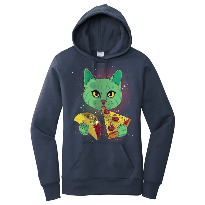 Cosmic Pizza Taco Space Cat Women's Pullover Hoodie