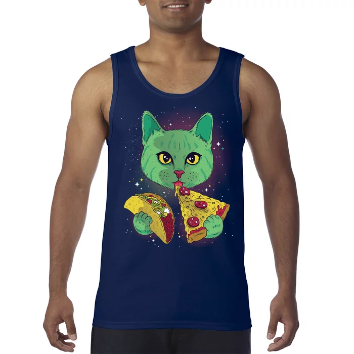 Cosmic Pizza Taco Space Cat Tank Top