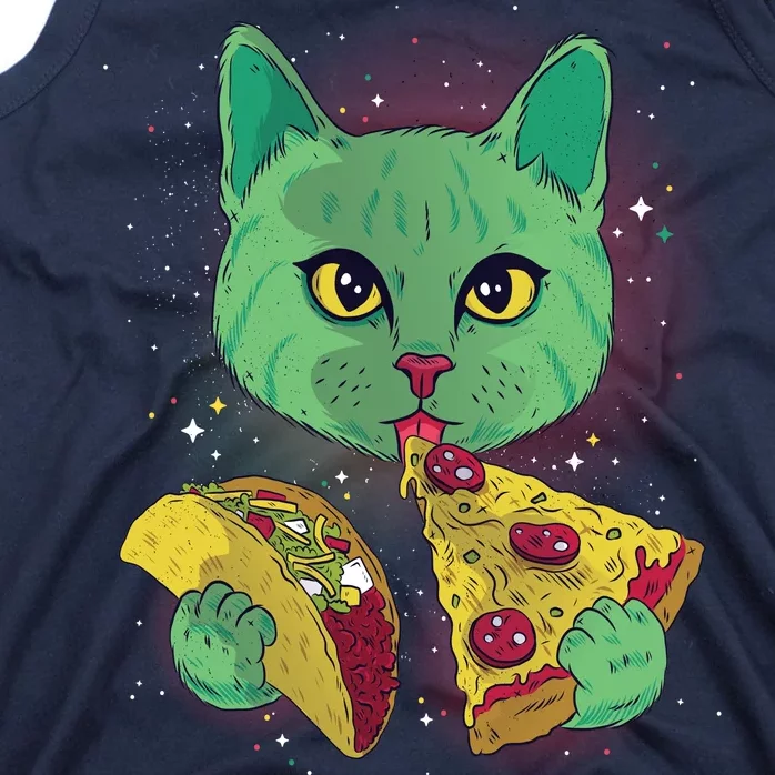 Cosmic Pizza Taco Space Cat Tank Top