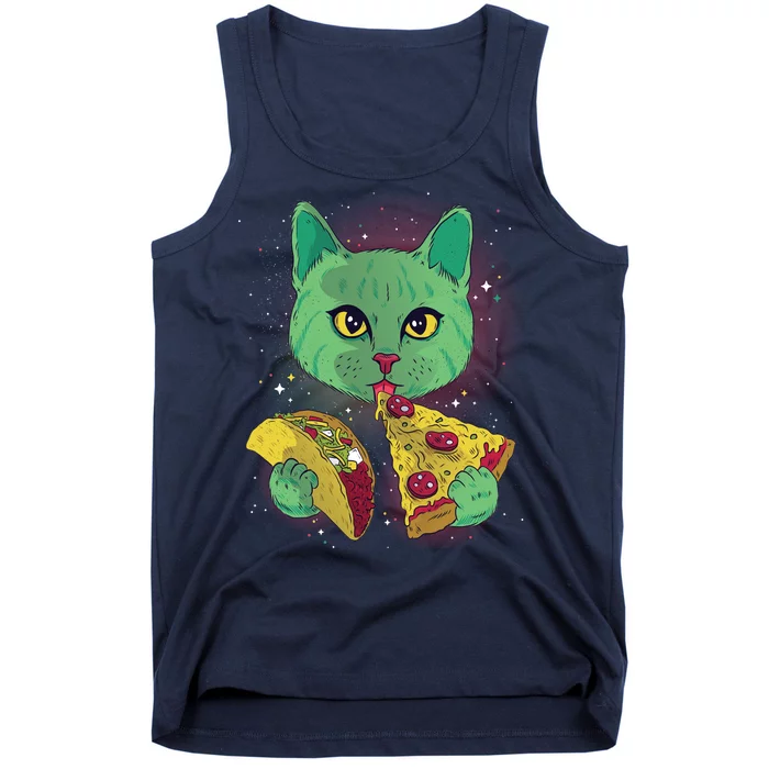 Cosmic Pizza Taco Space Cat Tank Top