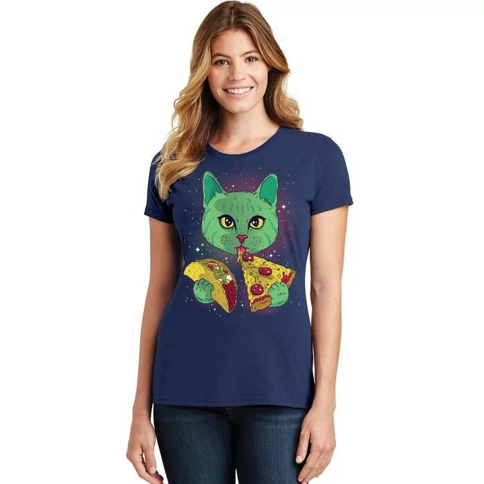 Cosmic Pizza Taco Space Cat Women's T-Shirt