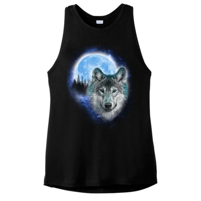 Cosmic Wolf Ladies Tri-Blend Wicking Tank