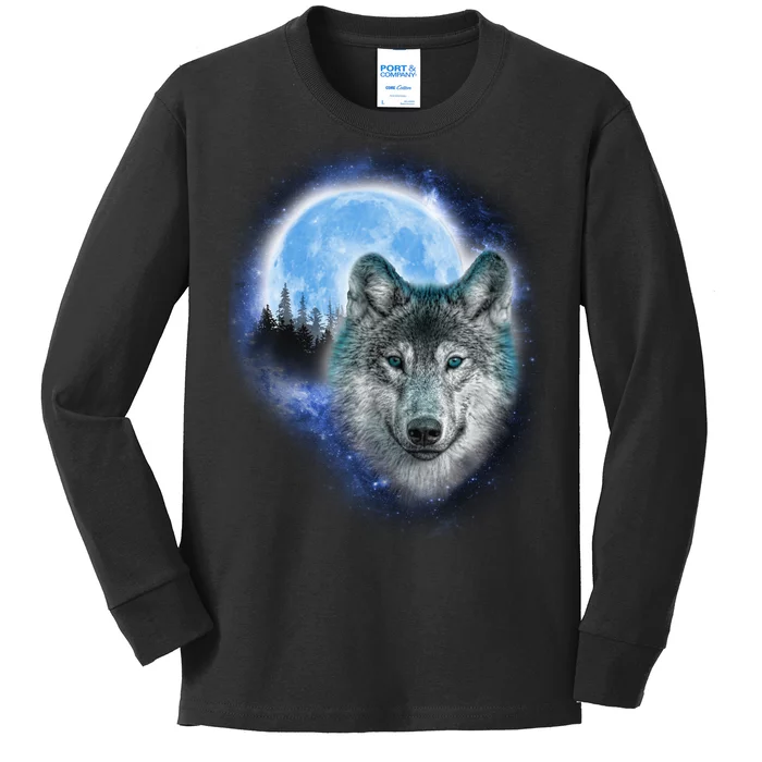 Cosmic Wolf Kids Long Sleeve Shirt