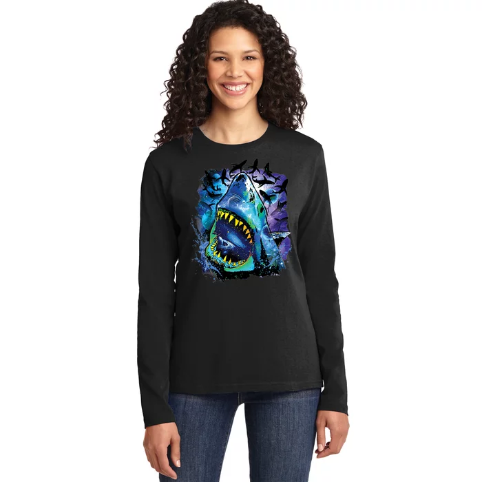 Cosmo Shark Ladies Long Sleeve Shirt