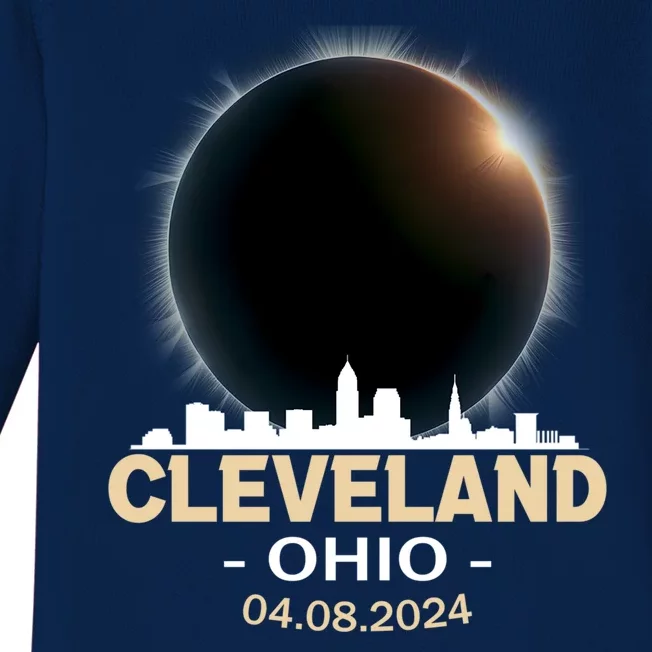 Cleveland Ohio Total Solar Eclipse 04.08.2024 Baby Long Sleeve Bodysuit