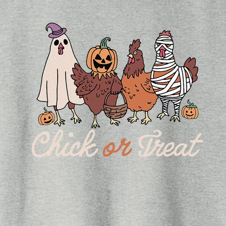 Chick Or Treat Halloween Witch Spooky Chicken Gift Women's Crop Top Tee