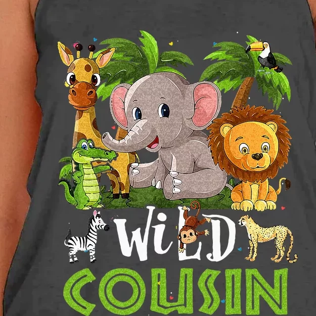 Cousin Of The Wild Zoo Birthday Safari Jungle Animal Family Women's Knotted Racerback Tank