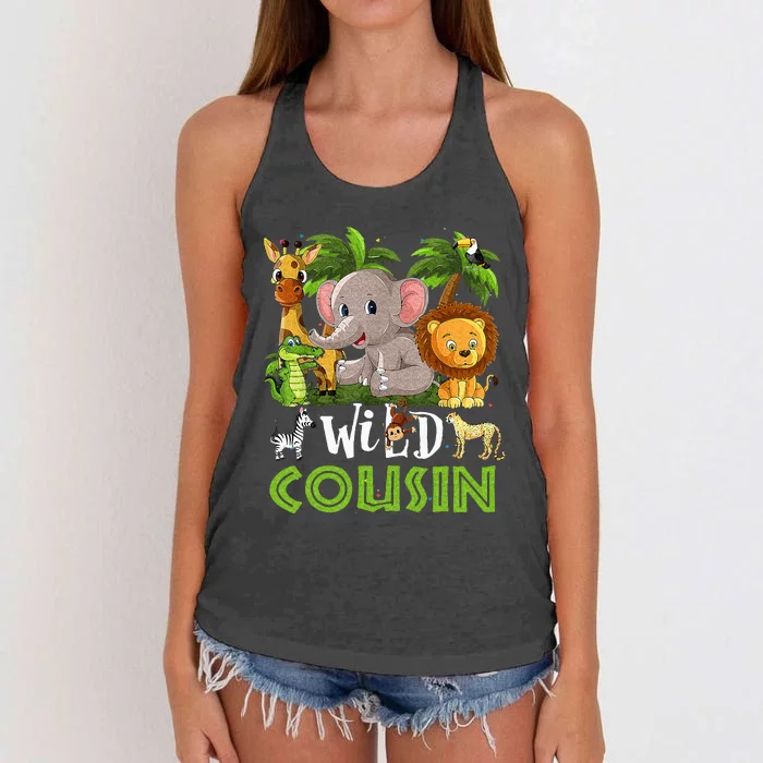 Cousin Of The Wild Zoo Birthday Safari Jungle Animal Family Women's Knotted Racerback Tank