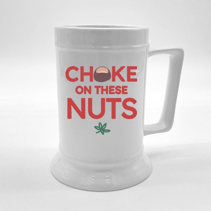 Choke On These Nuts Buckeye Christmas Football Front & Back Beer Stein