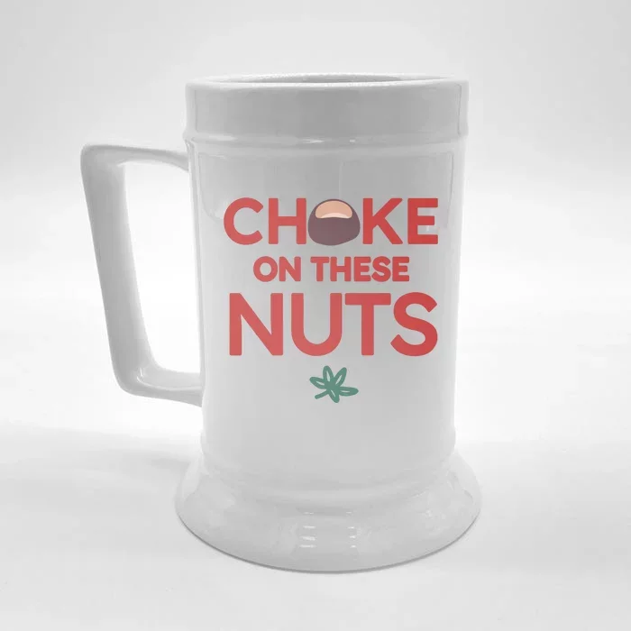 Choke On These Nuts Buckeye Christmas Football Front & Back Beer Stein