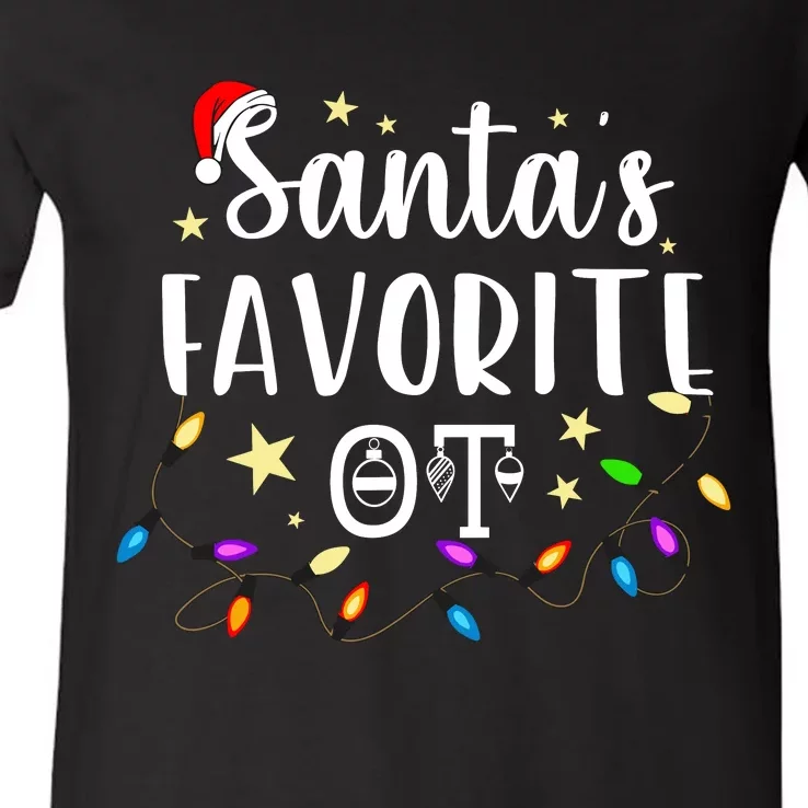 Christmas Occupational Therapist Therapy SantaS Favorite Ot V-Neck T-Shirt