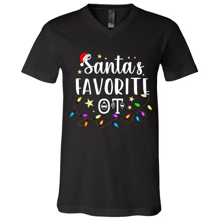 Christmas Occupational Therapist Therapy SantaS Favorite Ot V-Neck T-Shirt