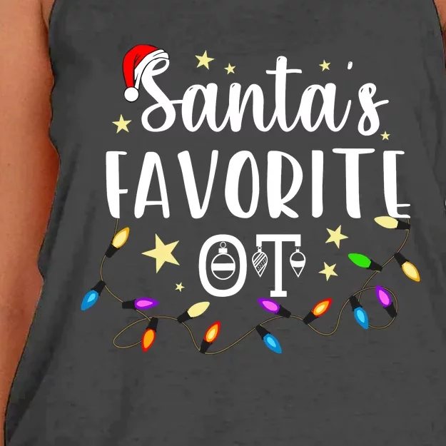 Christmas Occupational Therapist Therapy SantaS Favorite Ot Women's Knotted Racerback Tank