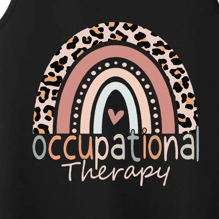 Cute Occupational Therapy Leopard Rainbow OT Assistant Performance Tank