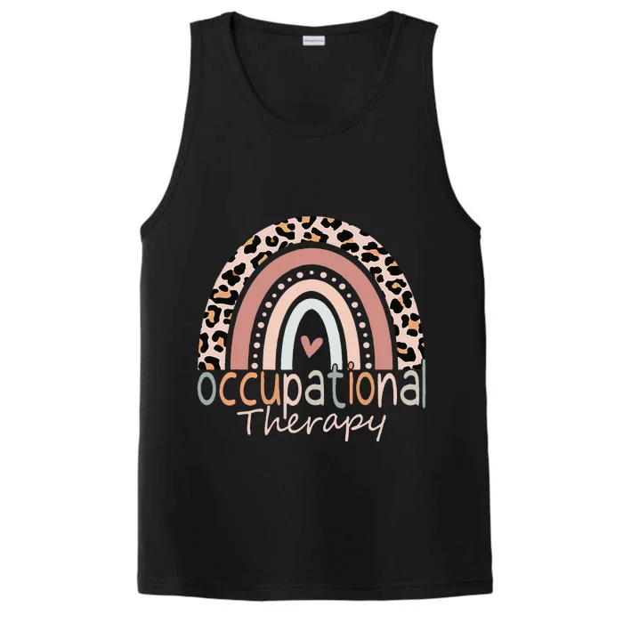 Cute Occupational Therapy Leopard Rainbow OT Assistant Performance Tank