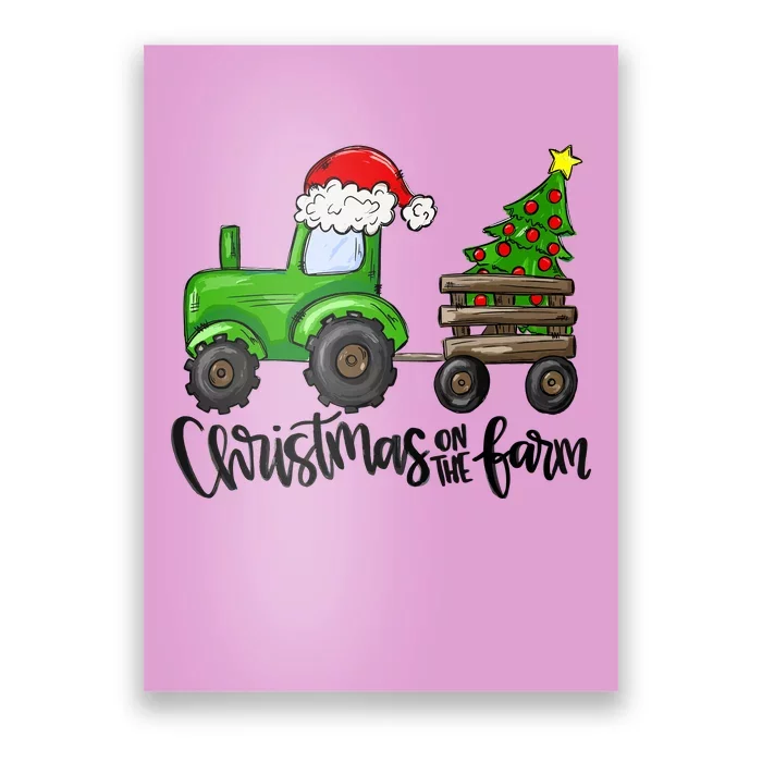 Christmas On The Farm Tractor Boy Farm Birthday Gifts Poster