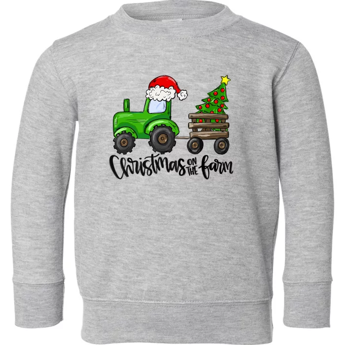 Christmas On The Farm Tractor Boy Farm Birthday Gifts Toddler Sweatshirt