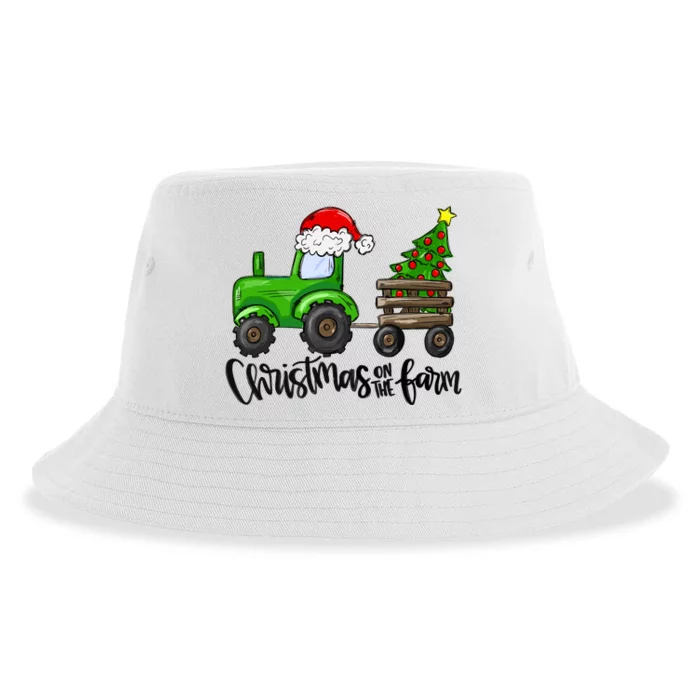 Christmas On The Farm Tractor Boy Farm Birthday Gifts Sustainable Bucket Hat