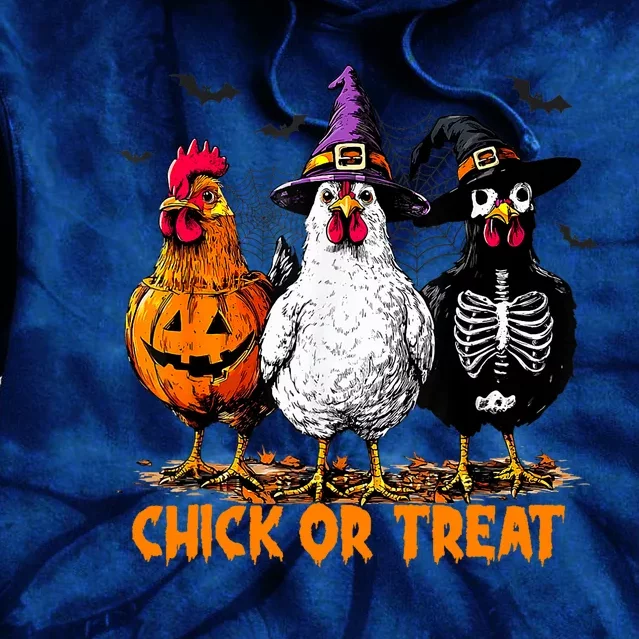 Chick Or Treat Spooky Chicken Witch Halloween Costume Tie Dye Hoodie