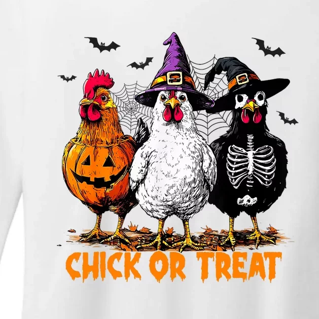 Chick Or Treat Spooky Chicken Witch Halloween Costume Womens CVC Long Sleeve Shirt