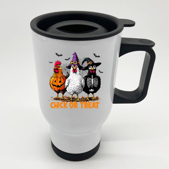 Chick Or Treat Spooky Chicken Witch Halloween Costume Front & Back Stainless Steel Travel Mug