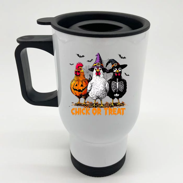 Chick Or Treat Spooky Chicken Witch Halloween Costume Front & Back Stainless Steel Travel Mug