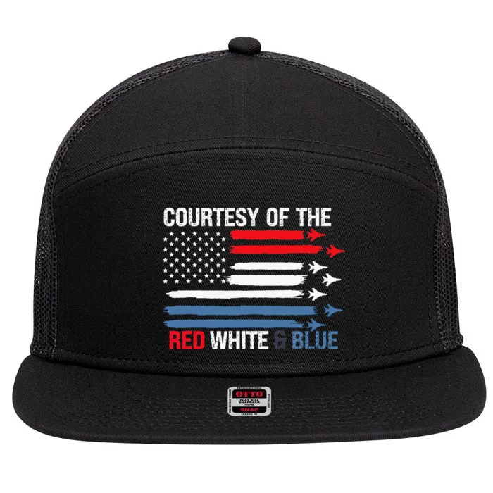 Courtesy Of The Red White And Blue 7 Panel Mesh Trucker Snapback Hat