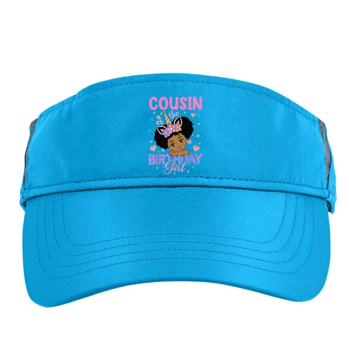 Cousin Of The Birthday Girl Melanin Afro Unicorn 1st Family Adult Drive Performance Visor