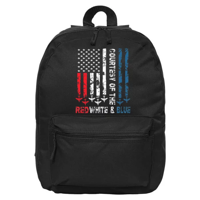 Courtesy Of The Red White And Blue Vintage America Us Flag 16 in Basic Backpack