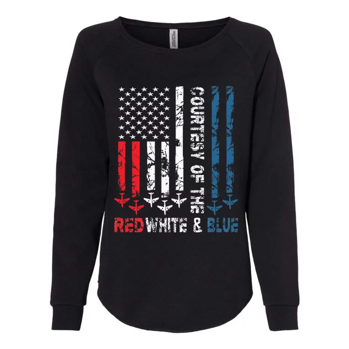 Courtesy Of The Red White And Blue Vintage America Us Flag Womens California Wash Sweatshirt