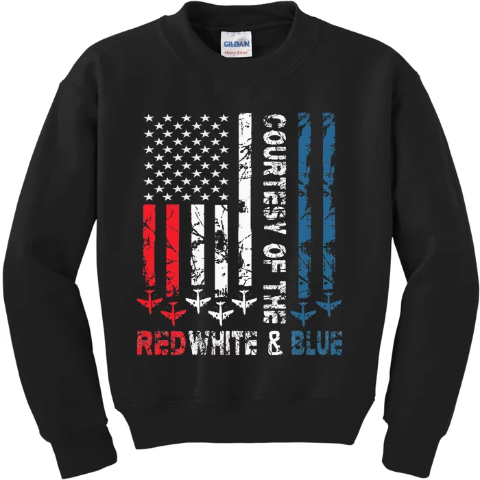 Courtesy Of The Red White And Blue Vintage America Us Flag Kids Sweatshirt