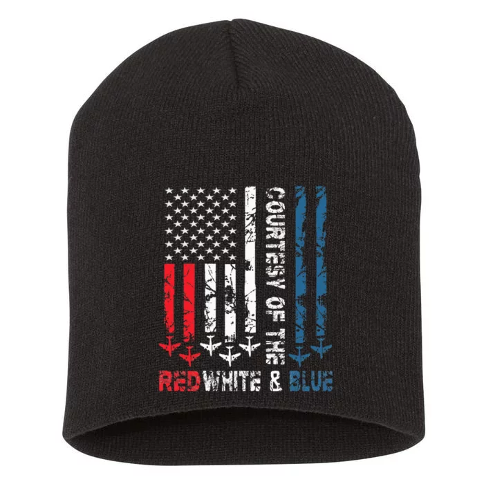 Courtesy Of The Red White And Blue Vintage America Us Flag Short Acrylic Beanie