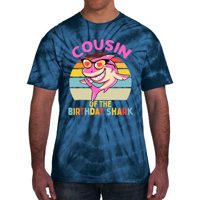 Cousin of the Shark Birthday Girl Matching Family Tie-Dye T-Shirt