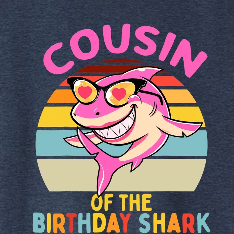 Cousin of the Shark Birthday Girl Matching Family Women's Crop Top Tee