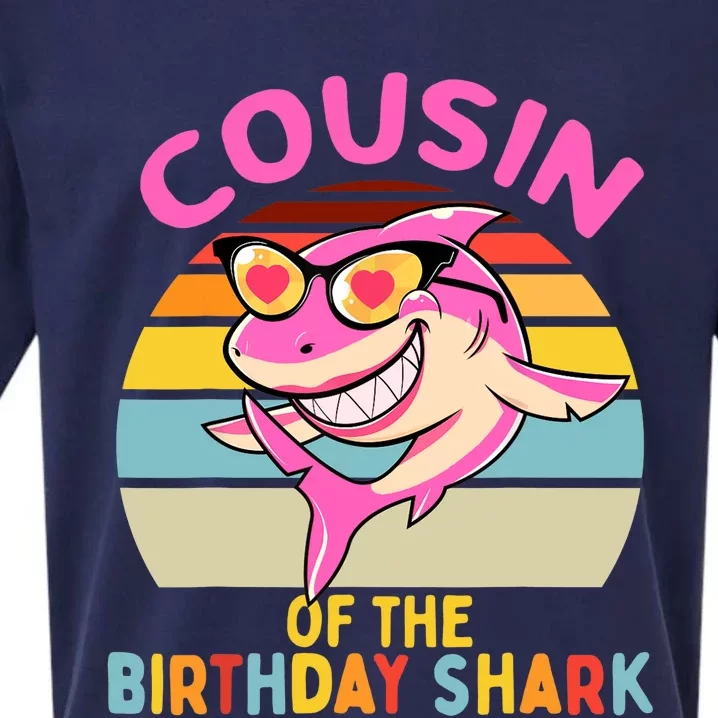 Cousin of the Shark Birthday Girl Matching Family Sueded Cloud Jersey T-Shirt