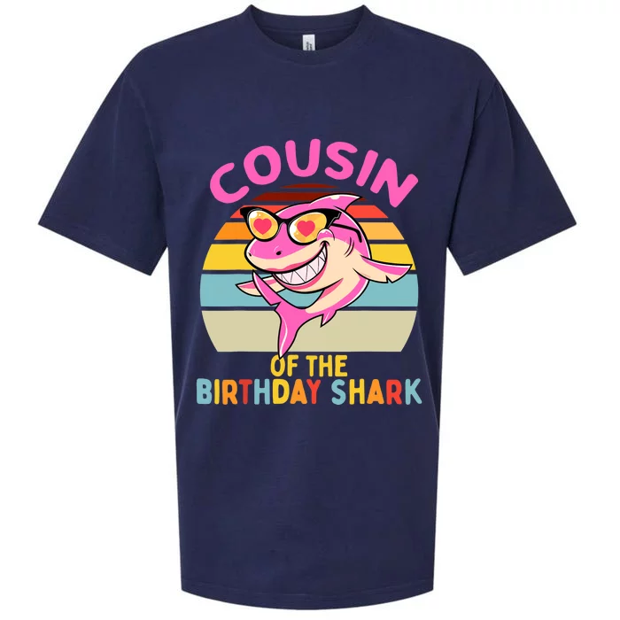 Cousin of the Shark Birthday Girl Matching Family Sueded Cloud Jersey T-Shirt