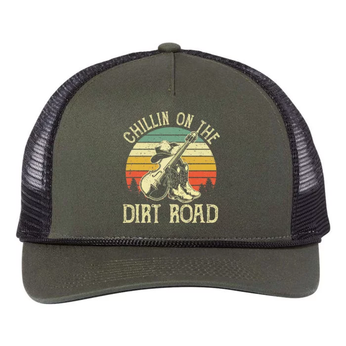 Chillin On The Dirt Road Western Life Rodeo Country Music Retro Rope Trucker Hat Cap