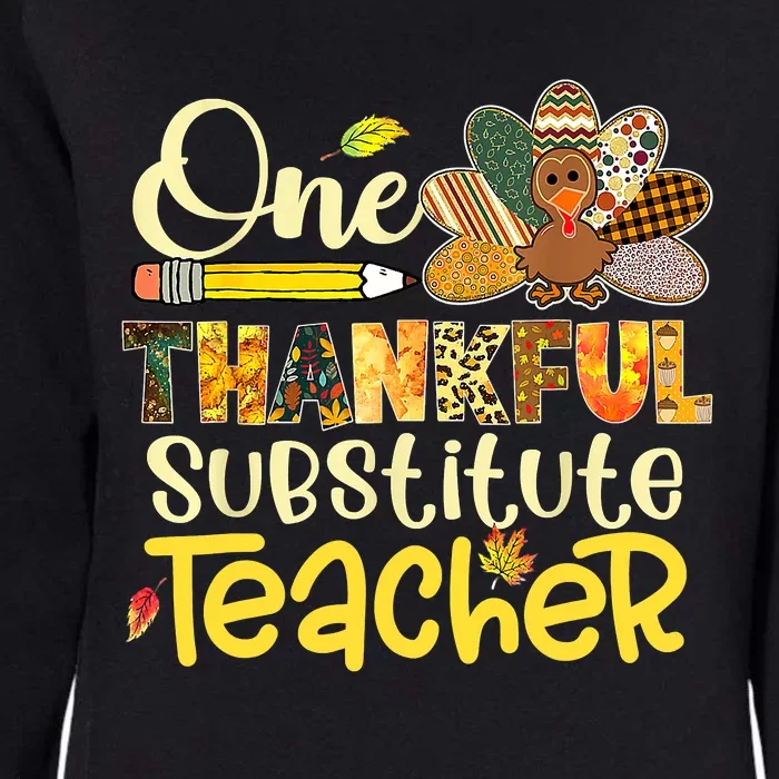 Cute One Thankful Substitute Teacher Turkey Leopard Womens California Wash Sweatshirt