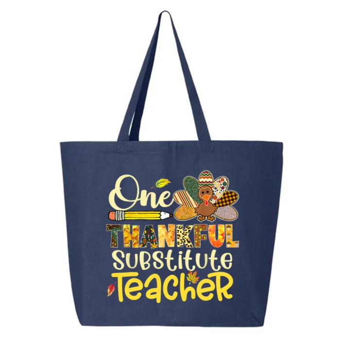 Cute One Thankful Substitute Teacher Turkey Leopard 25L Jumbo Tote