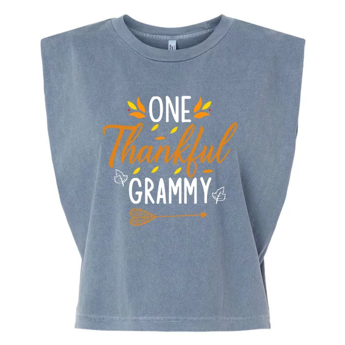 Cute One Thankful Grammy Turkey Thanksgiving Family Garment-Dyed Women's Muscle Tee