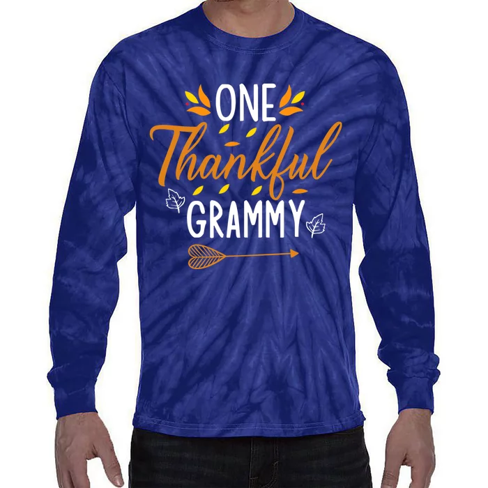 Cute One Thankful Grammy Turkey Thanksgiving Family Tie-Dye Long Sleeve Shirt