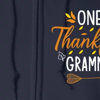 Cute One Thankful Grammy Turkey Thanksgiving Family Full Zip Hoodie