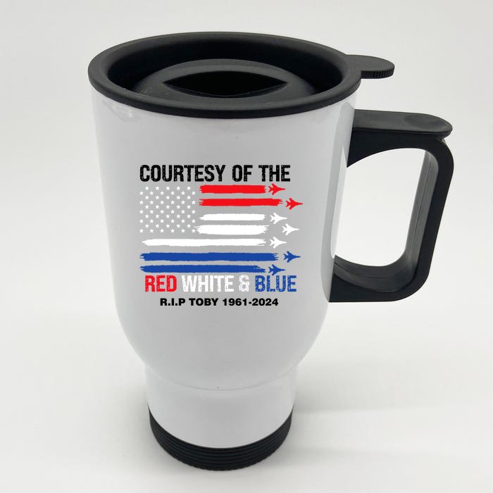 Courtesy Of The Red White And Blue Rip Toby Front & Back Stainless Steel Travel Mug