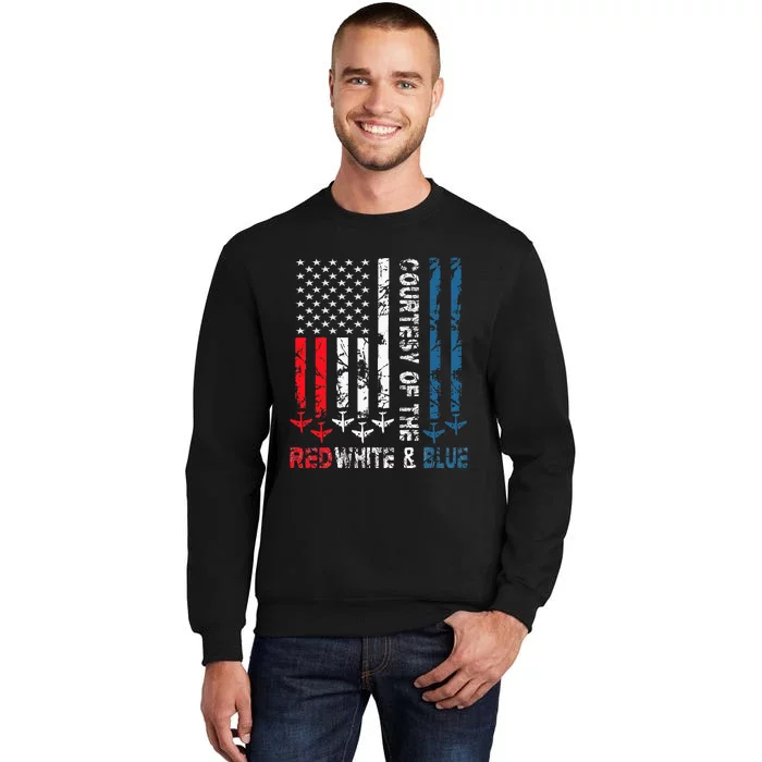 Courtesy Of The Red White And Blue Vintage America Us Flag Sweatshirt