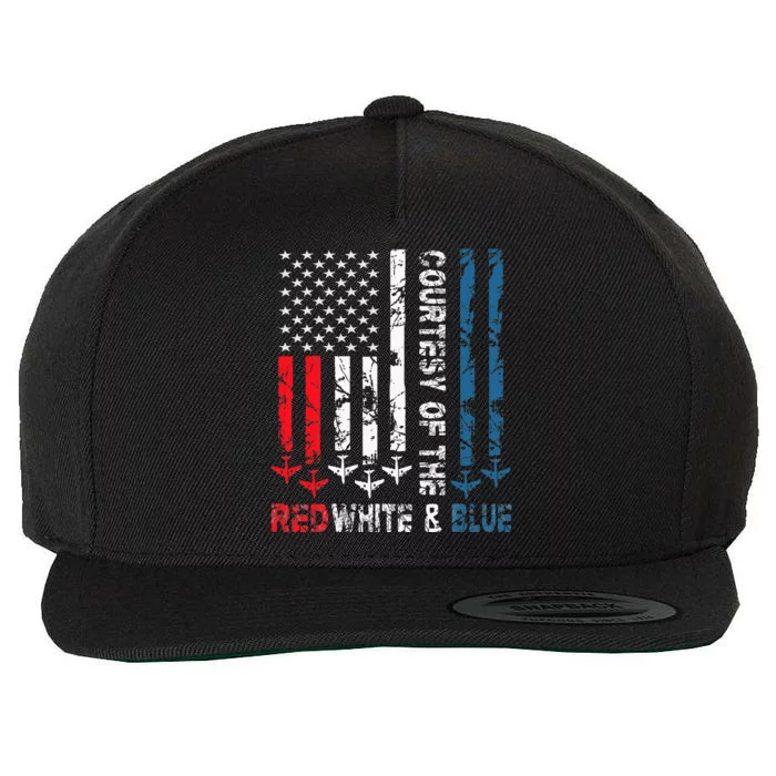 Courtesy Of The Red White And Blue Vintage America Us Flag Wool Snapback Cap