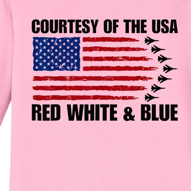 Courtesy Of The Usa Red White And Blue Baby Long Sleeve Bodysuit