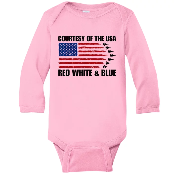 Courtesy Of The Usa Red White And Blue Baby Long Sleeve Bodysuit